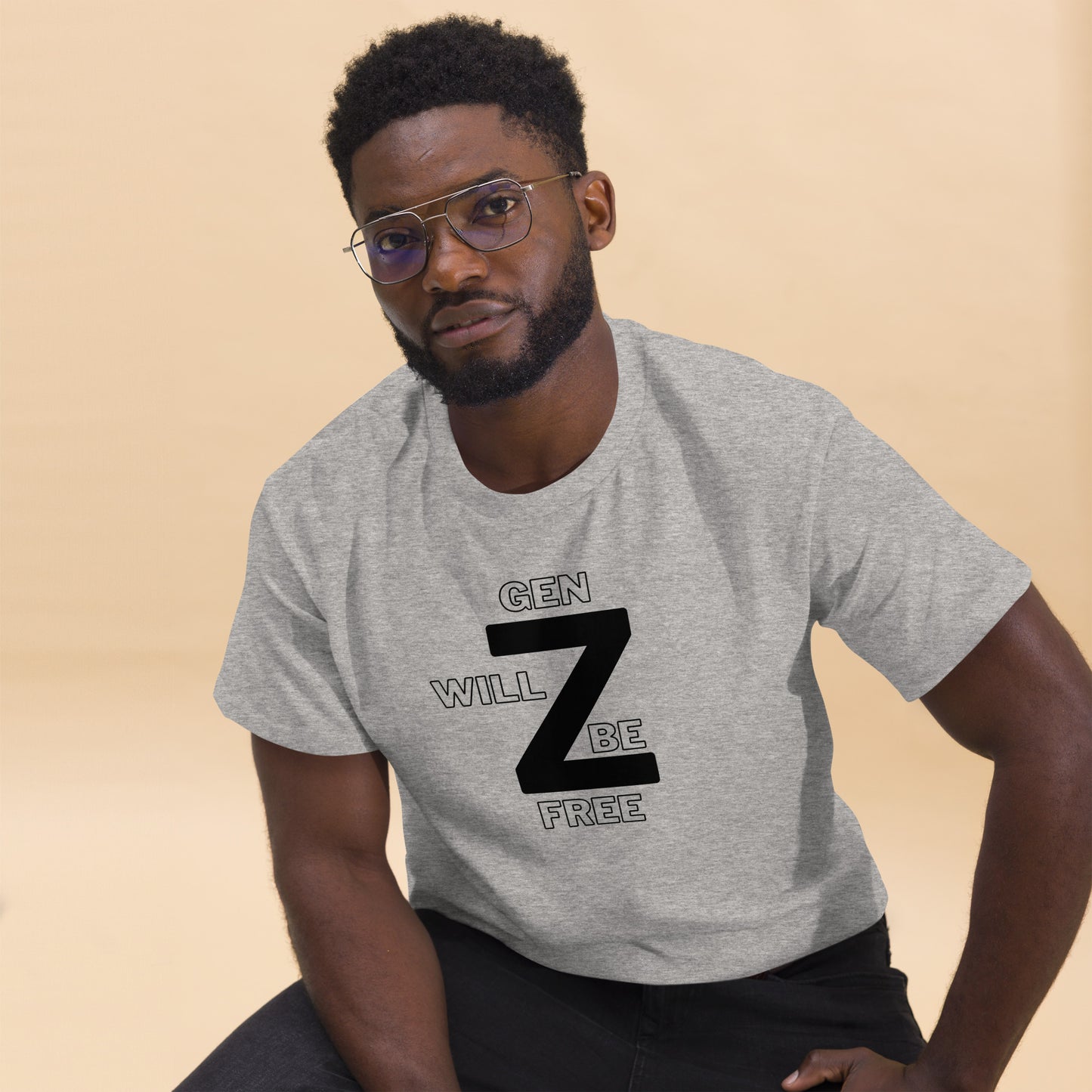 Gen Z Will Be Free Unisex Classic T-Shirt (White/Grey) - Upward Focus