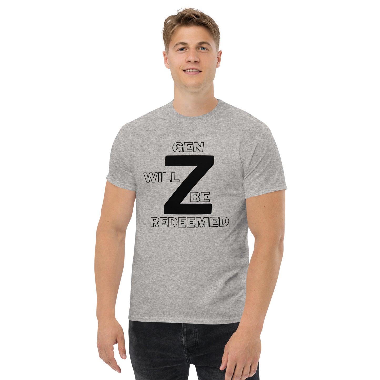Gen Z Will Be Redeemed Unisex Classic Tee - White/Grey - Upward Focus