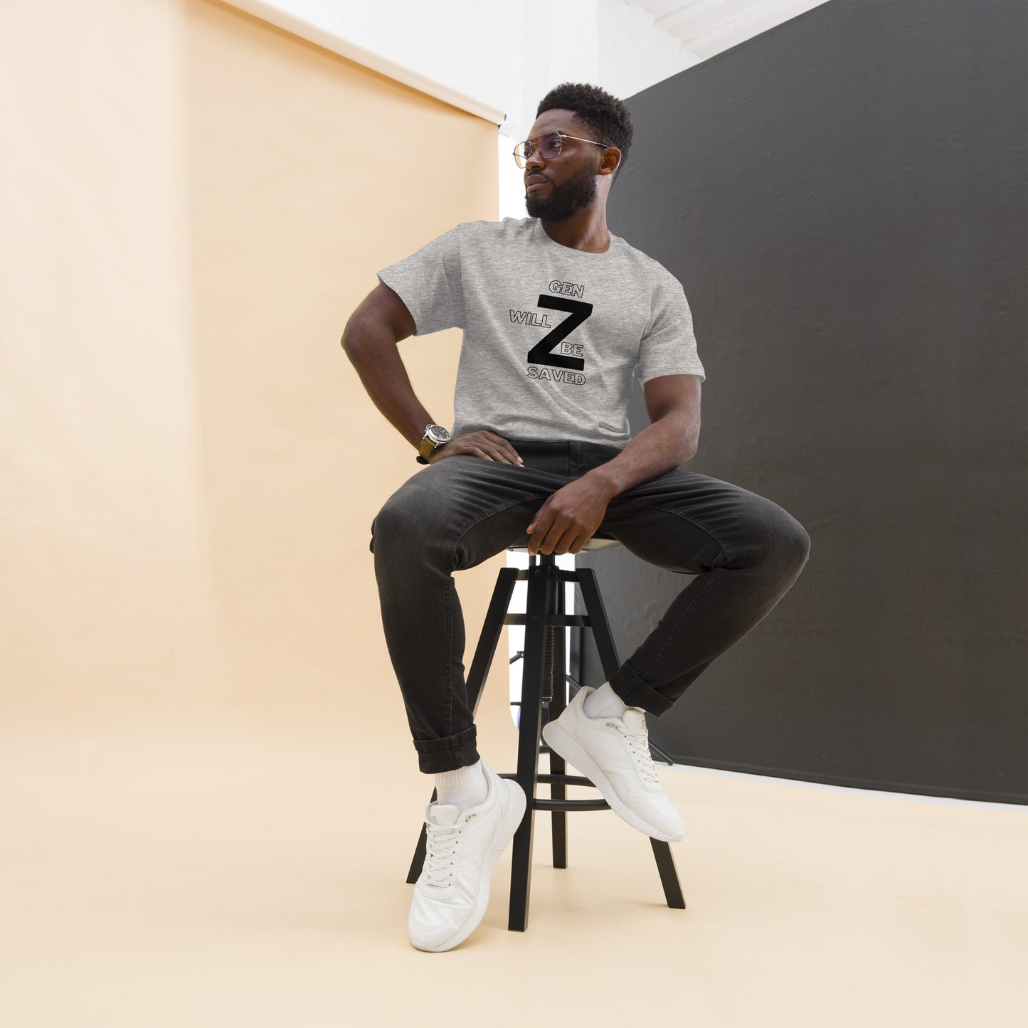 Gen Z Will Be Saved Men's Classic T-Shirt (White/Grey) - Upward Focus