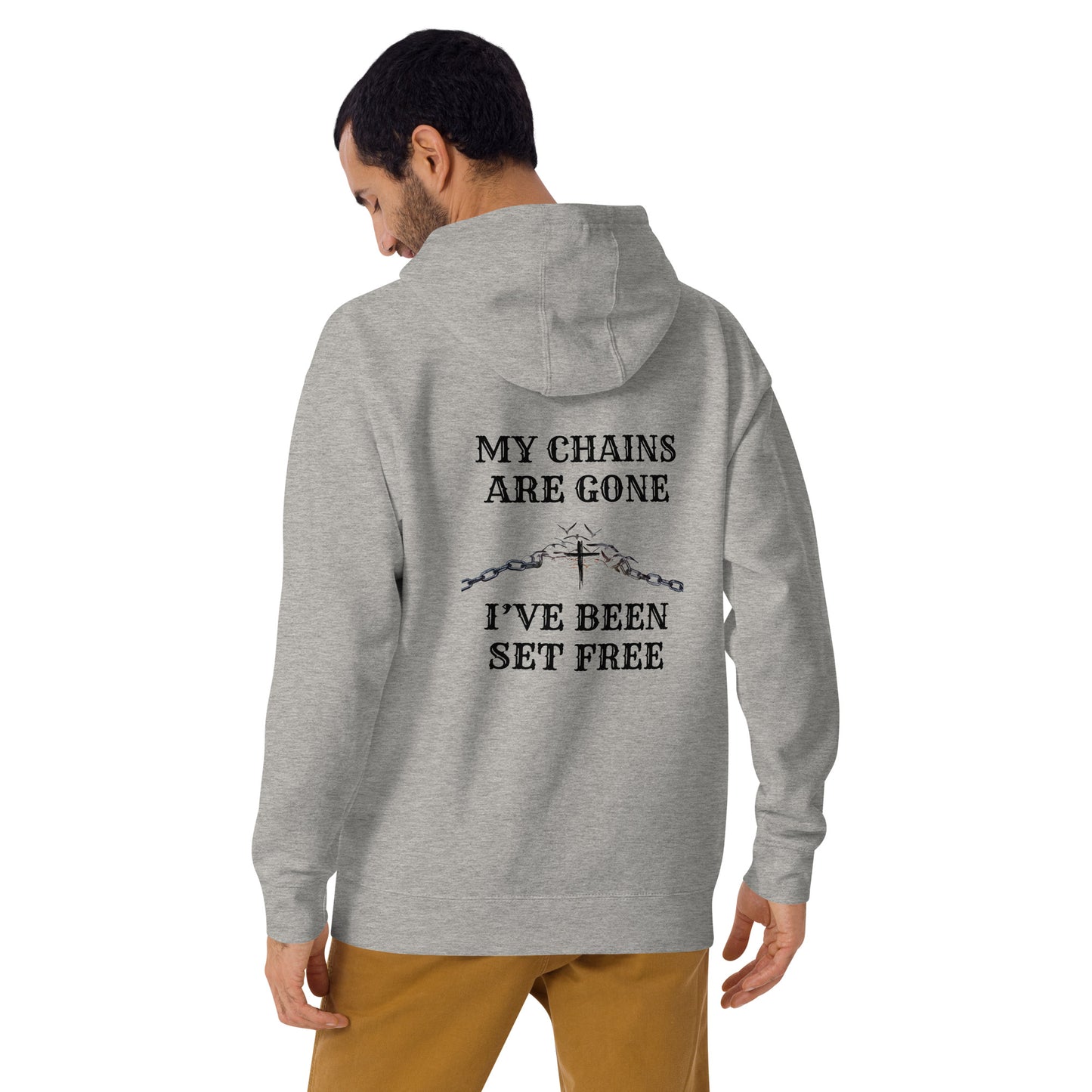 My Chains Are Gone Unisex Hoodie (White/Grey) - Upward Focus