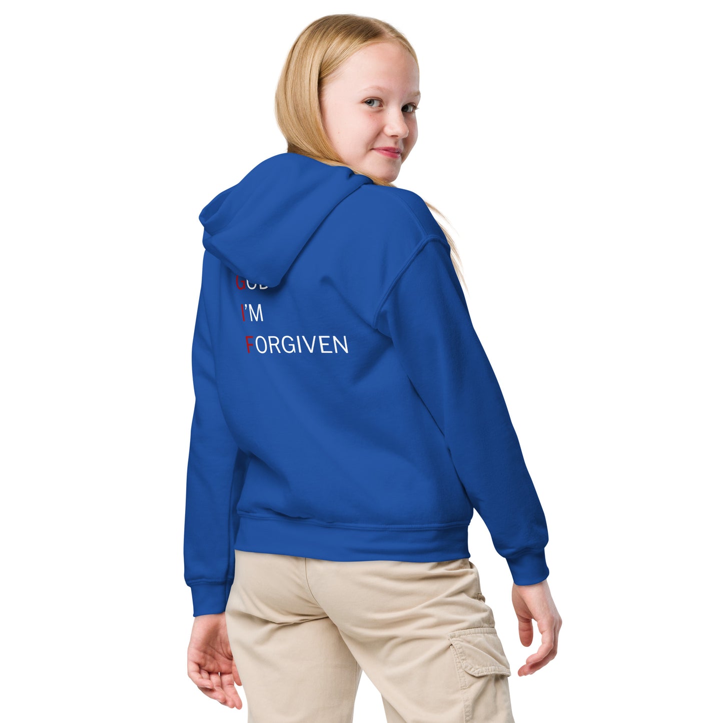 T.G.I.F. Thank God I'm Forgiven Youth Heavy Blend Hoodie - Upward Focus