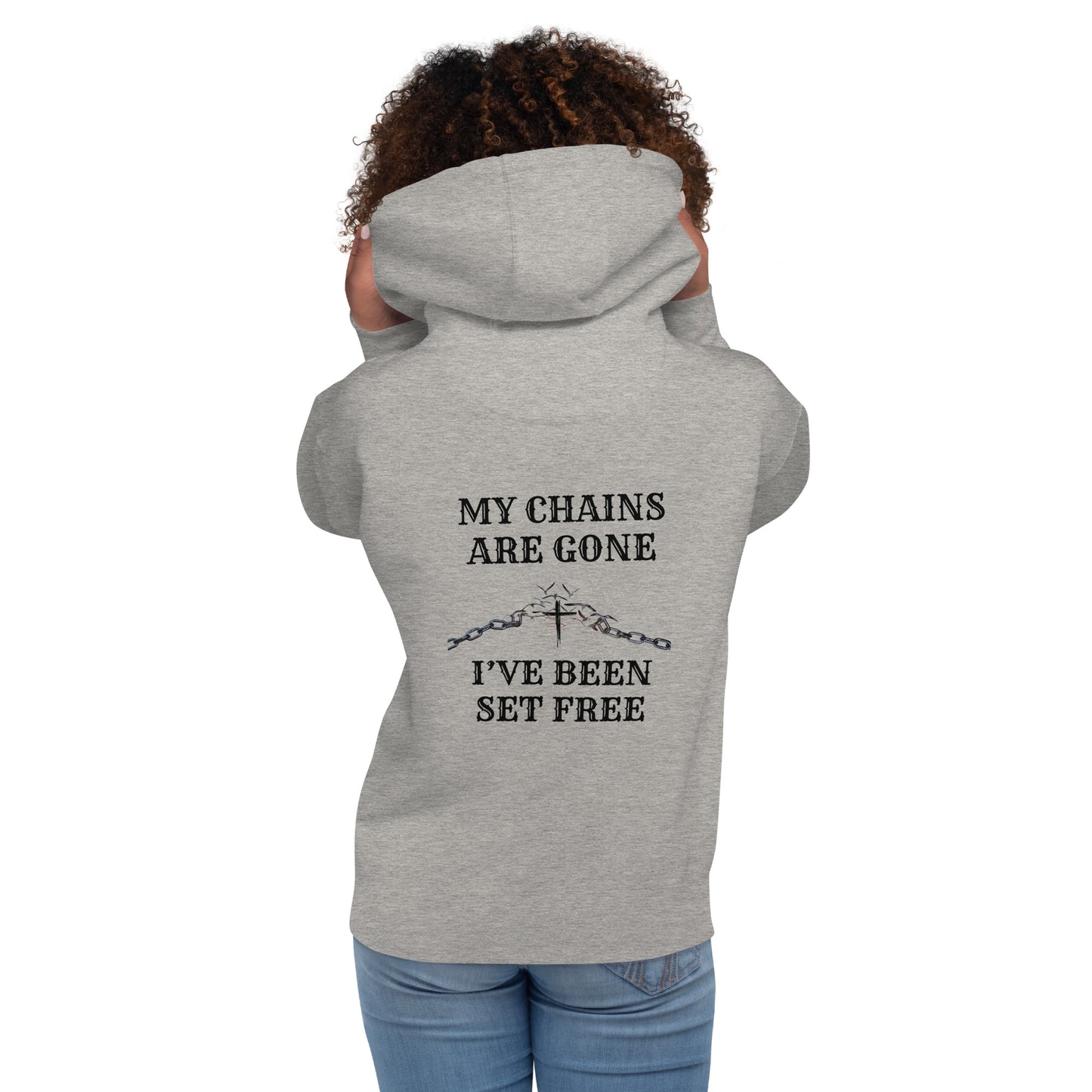 My Chains Are Gone Unisex Hoodie (White/Grey)